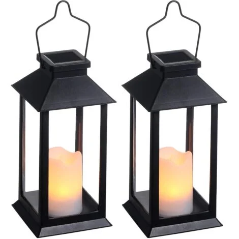 2 lanterne solari da giardino per esterni, lanterna solare per esterni con candela LED senza fiamma, lampada da prato per esterni IP44 con effetto candela, luci solari decorative a LED