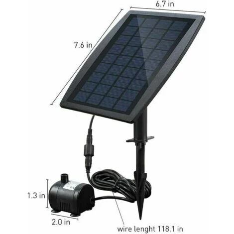 Pompa solare per laghetto senza spazzole, ideale per fontane, con pannello solare da 9 V e 2,5 W che fornisce una portata di 200 l/h.-INHHUB