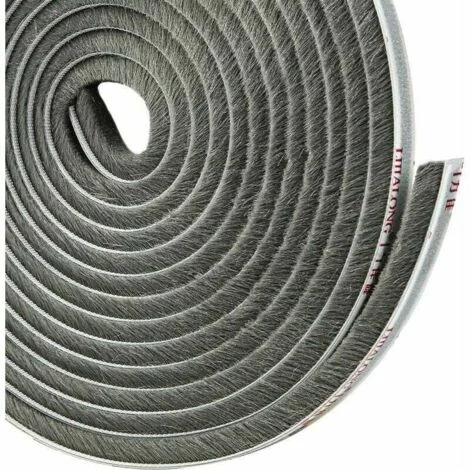 Guarnizione adesiva a spazzola per armadi con ante scorrevoli, isolamento antifreddo e antipolvere, lunghezza 4,9 m x 5 mm x 9 mm, colore grigio.-INHHUB