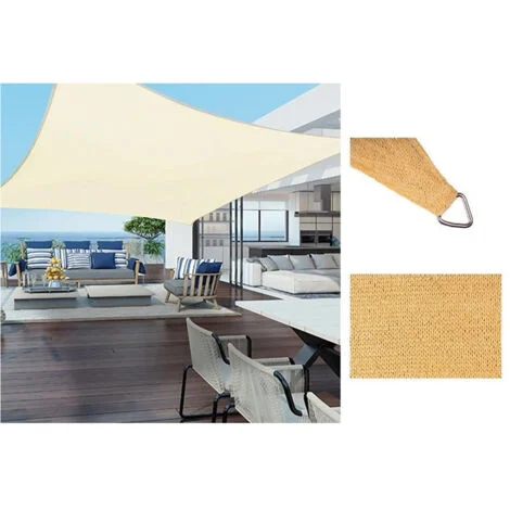 TrAdE Shop Traesio - Tenda Vela Ombreggiante Parasole Da Esterno Terrazze Giardino Patio Quadrata 4 X 4 Mt - Beige