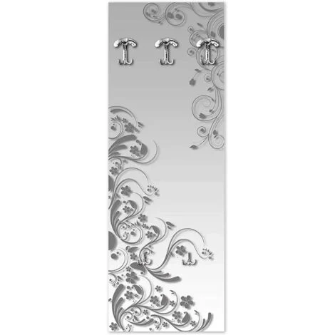 Lupia - Appendiabiti da Parete ModernoPannello Stampato in Legno con Fiori3 Ganci AppendiabitiFacile Montaggio46x125 cm, Legno MODERN FLOWERS