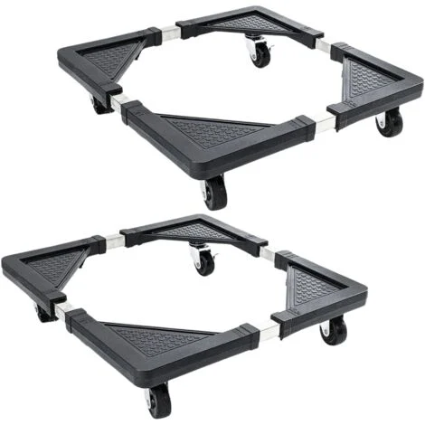 Coppia Base Supporto Frigo 2 pz Carrello Lavatrice con ruote 53x53 a 75x75cm