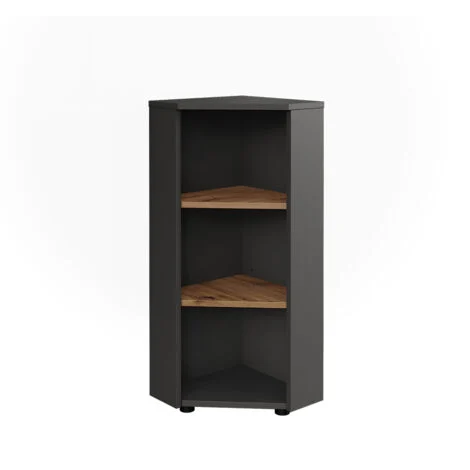Mobiletto angolare Irma, Antracite/Rovere dorato, 33 x 81 cm 3 vani portaoggetti, Vicco