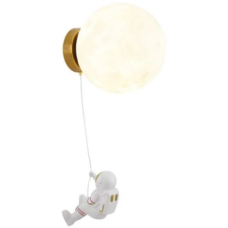 Lampada da parete creativa con decorazione a forma di astronauta, pianeta, stampa 3D, paralume per camera da letto, comodino, cameretta dei bambini, luce bianca