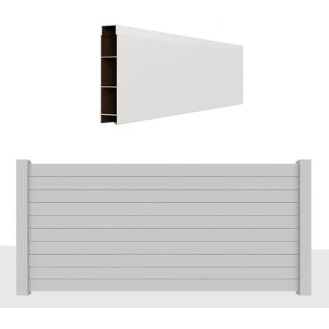 Listone doga AluCOMPACT Alluminio colore Bianco 12x180cm spessore 20mm profili per recinzioni frangivento staccionate