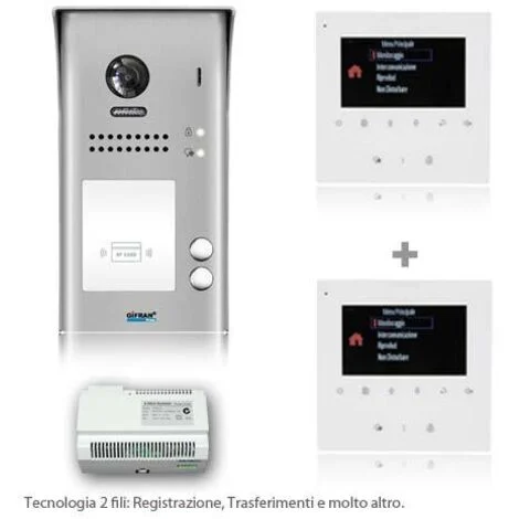 Videocitofono bifamiliare kit monitor 4 pollici -