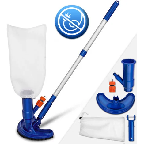 tillvex Set aspirapolvere per fondo piscinaAspiratore per piscina con spazzola aspirante, asta telescopica, sacco di raccolta, attacco per tubo da giardino, aspirapolvereAspiratore per fondo Ventu