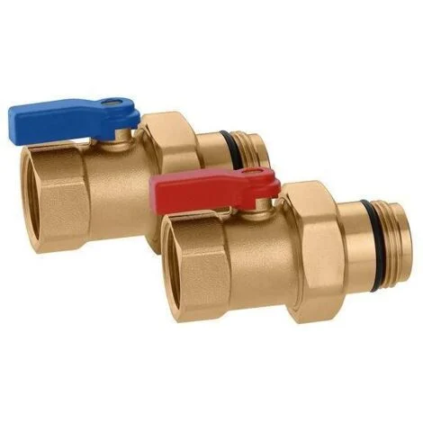 Coppia valvole di intercettazione a sfera con tenuta O-Ring. Per collettori serie 664 e 665. Caleffi 3910661"F