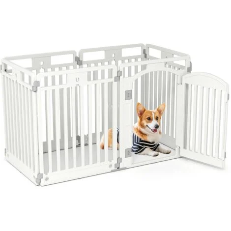 Recinto per cani da interno ed esterno con 6 pannelli in HDPE, cancelletto di sicurezza pieghevole per cani, per cani di taglia media e piccola, 129L x 65P x 81A