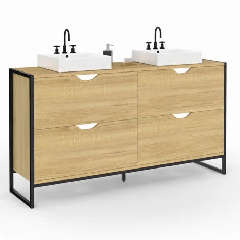 Mobile lavabo doppio DETROIT 4 cassetti design industriale