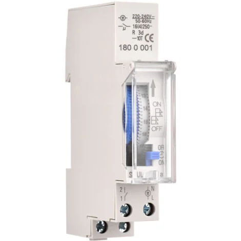 Temporizzatore meccanico 24 ore Temporizzatore minimo 15 minuti Montaggio su guida Batteria integrata, SUL180a AC220-240V Grigio - SUL180a AC220-240V Grigio