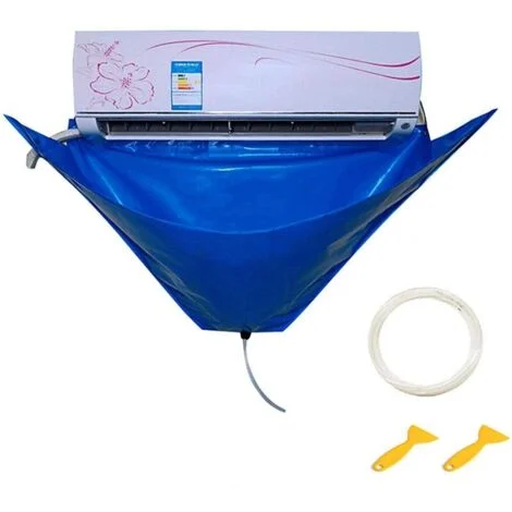 Copertura per condizionatore d'aria - Kit di pulizia per condizionatore d'aria antipolvere - Set di pulizia fronte-retro con borsa per il lavaggio e tubo dell'acqua