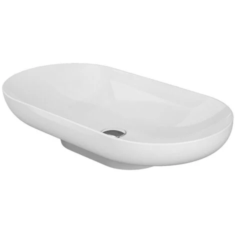Lavabo d’appoggio 70cm ovale in ceramica bianca Rak Des