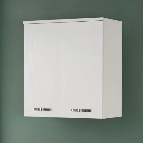 Pensile multiuso 70x77cm salvaspazio in legno bianco 2 ante linea Pilar