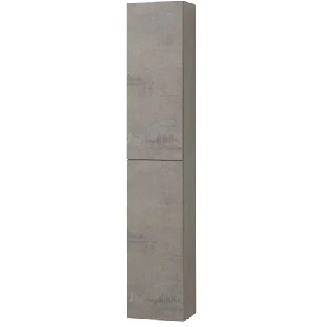 Colonna bagno sospesa H160 cm in legno grigio cemento con ripiani Leda