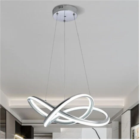 TrAdE Shop Traesio - Lampadario Led Moderno Intrecciato 60w Ip20 Cromato Cct Tripla Colorazione Luce A50-a3c -