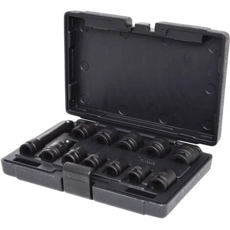 KSTOOLS Set di bussole a cricchetto a 6 punti 1/2'' 10 bussole, 1 cardano, 1 prolunga 12 pezzi - 515.0112