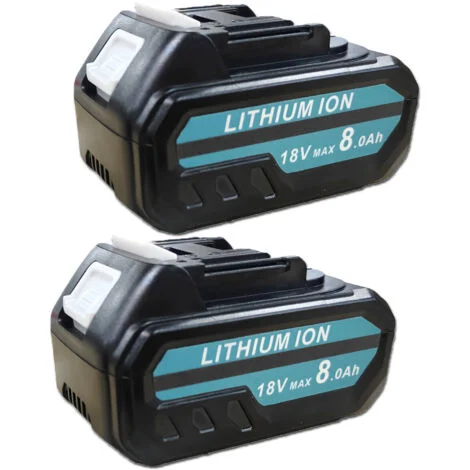 2 batterie da 8000 mAh Batteria, compatibile con utensili elettrici a batteria Makita 18V e caricabatterie, batteria di ricambio per batteria agli ioni di litio Makita 18V Li-Ioncon indicatore LED