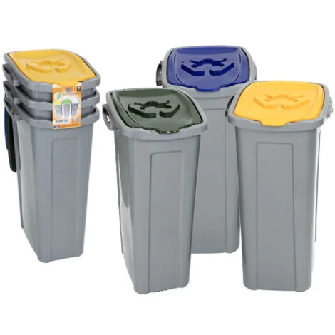 Set pattumiere salvaspazio 3 pezzi – Capacità totale 105 L – Coperchi colorati – Duplast