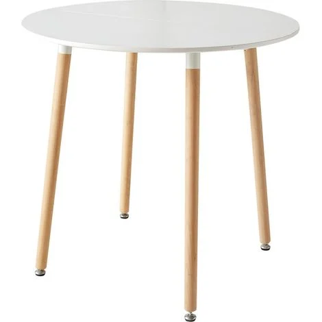 Wokaka Tavolo da pranzo rotondo scandinavo - per 2-4 persone - Gambe in legno di faggio - L80H74CM