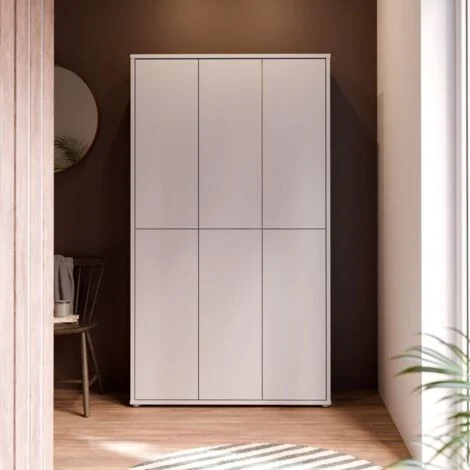Armadio multiuso Medea 6 ante grigio chiaro 109x35x192 - Scarpiera e armadio salvaspazio