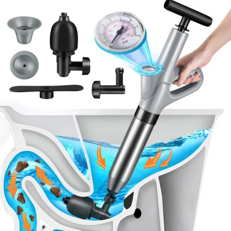 Disgorgante professionale per scarichi - 3 adattatori inclusi - Disgorgante per pompa - Lavandino - WC - Vasca da bagno, OUYLAF