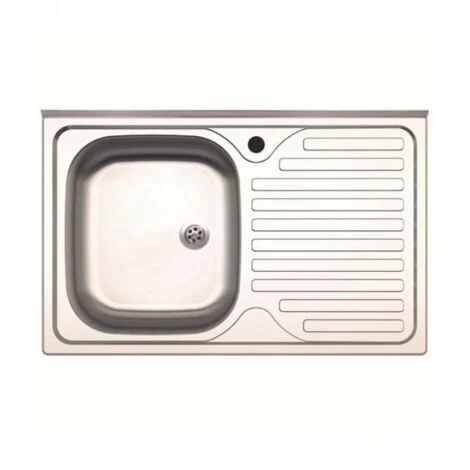 LAVELLO APPOGGIO INOX 1 VASCA SX + GOCCIOLATOIO DX 80 CM