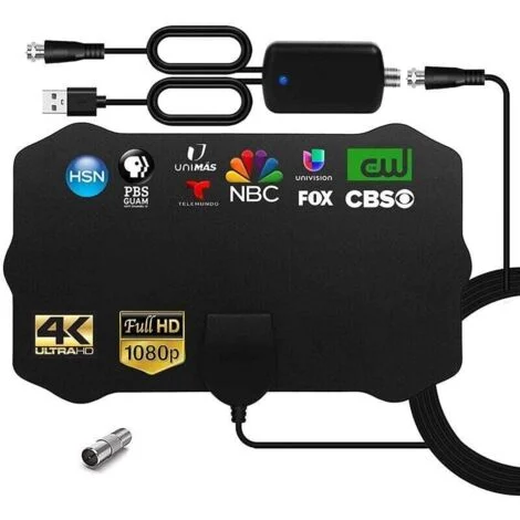 Potente antenna TV da interni con amplificatore, antenna digitale TNT HDTV, UHF/VHF potente da interni, TRIMEC