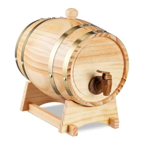 Botte di legno da 3 litri - Botte di vino personalizzata - Botte di vino in legno di pino - Botte di invecchiamento - Decanter per conservare whisky, vino, liquori,