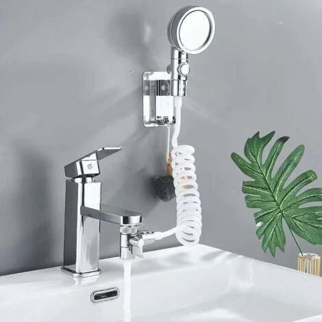 Doccetta per lavandino del bagno, soffione doccia universale, tubo telescopico, perfetta per lavare i capelli o pulire lavandino e bidet