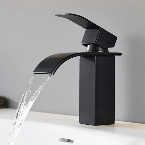 CECIPA MAX Rubinetto per bagno, miscelatore a cascata, miscelatore monocomando, rubinetto per lavabo per mobile bagno, nero