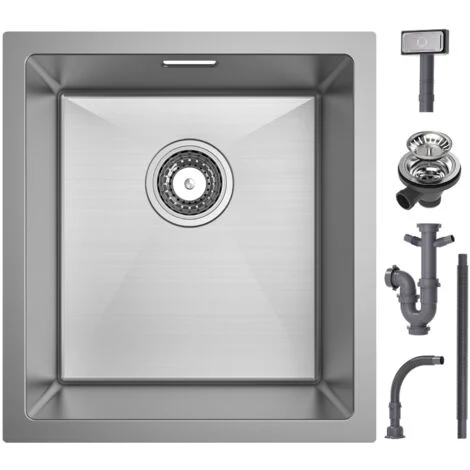 Cecipa Lavello Cucina 1 Vasca 40x44x19 cm - Lavello Cucina in Acciaio Inox - Lavello Sottotop Spazzolato