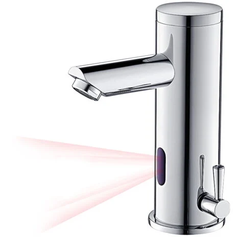 Auralum Rubinetti Lavabo Bagno con Sensore ad Infrarossi, Rubinetto con Sensore Automatico Touchless, per lavello funzionamento a batteria, per Acqua calda e fredda regolabile