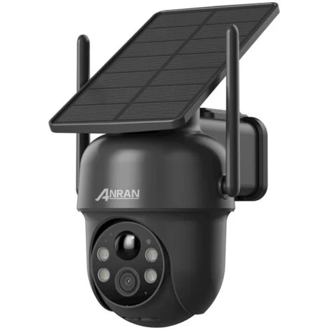 ANRAN Q4 Max Nero - Telecamera di Sorveglianza Esterna WiFi 5MP Senza Fili, Pannello Solare Integrato, Telecamera IP a Batteria, Visione Notturna a Colori, Rilevamento Umano, Audio Bidirezionale, Sire