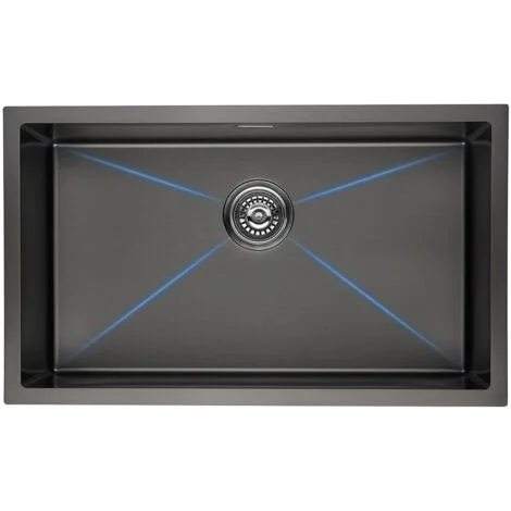 Lavello da Cucina in Acciaio Inox 74x44cm Lavello Incasso 1 vasca Lavandino Cucina con Troppopieno e Sifone, Senza Piombo, Protezione Ambientale