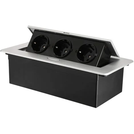 Presa integrata retrattile con 3 prese per piani di lavoro, come presa da tavolo o da pavimento per cucina, ufficio, soluzione salvaspazio