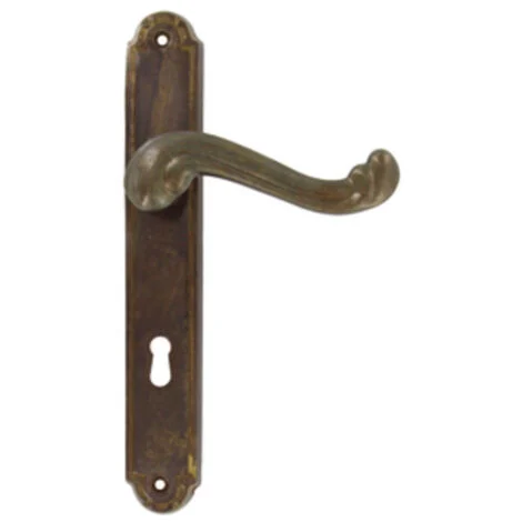 Maniglia Barocco Per Porta Bussole di Casa Ottone Bronzato Q8 Interasse 70