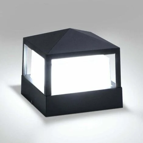 Lampada da palo, lampada da cancello, lampada da esterno, lampada a colonna, villa, IP65, impermeabile, in alluminio, per giardino, paesaggio, prato, cancello, recinzione, luce d'ingresso, bianco fred