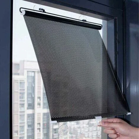 Tende a rullo oscuranti retrattili Ulisem, tende a rullo parasole con ventosa per finestre, tende termoisolanti per casa/ufficio, nere, 45×125 cm