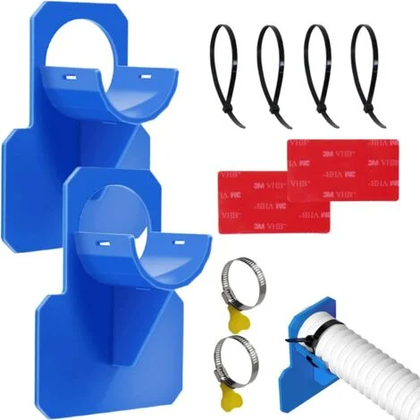 Supporti per tubi da piscina, adattatori per piscine, staffe di supporto per tubi da piscina fuori terra, accessori per piscine, supporto per tubo da 30-37 mm, blu, 2 pezzi