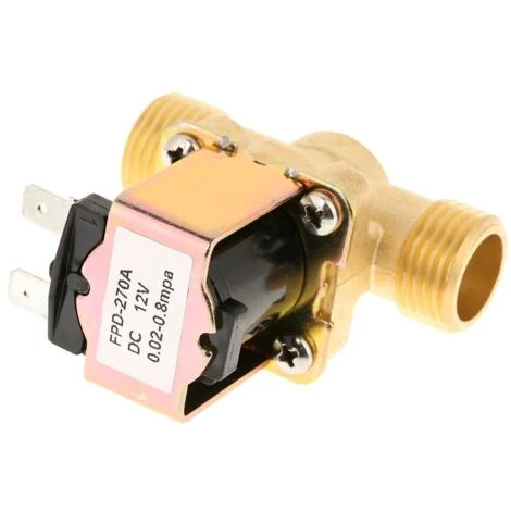 Valvola di commutazione del flusso di ingresso dell'acqua, valvola di intercettazione elettrica dell'acqua, 1/2 pollice DC 12V, elettrovalvola elettrica in ottone normalmente chiusa per il controllo d