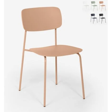 Sedia da pranzo in polipropilene e metallo cucina design moderno Josy - Rosa