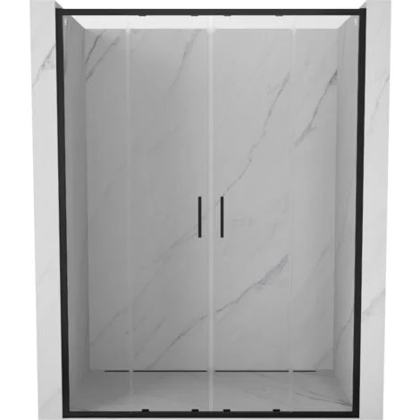 Mexen Exo porta doccia doppia scorrevole 150 cm, trasparente, nero - 8152-150-000-70-00