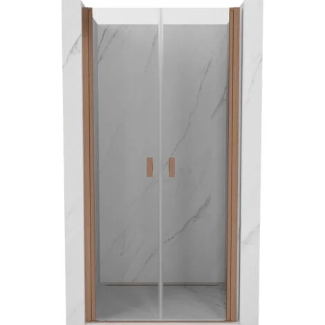 Mexen Mist porta doccia a battente 95 cm, trasparente, rame spazzolato - 8A7-095-000-65-00