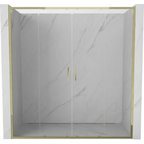 Mexen Exo porta doccia doppia scorrevole 170 cm, trasparente, dorata - 8152-170-000-50-00