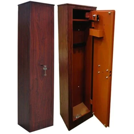Armadio Portafucili In Acciaio Effetto Legno Con Tesoretto- mm.350x200x1450h. 3 postipeso kg.29