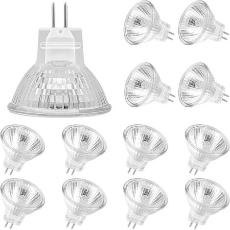 Lampadine alogene MR11 (confezione da 12), lampada alogena GU4 12V 20W, lampadina dimmerabile MR11 GU4 con copertura in vetro per plafoniera, lampadina alogena a 2 pin, bianco caldo 2700K