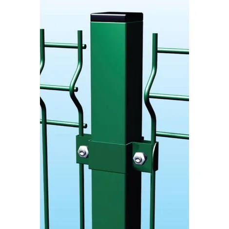 Palo Tubolare Quadro Verde 50X50mm - Altezza Palo 130 cm - Completo di 3 Collari per Fissaggio