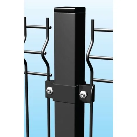 Palo Tubolare Quadro Antracite 50X50mm - Altezza Palo 130 cm - Completo di 3 Collari per Fissaggio