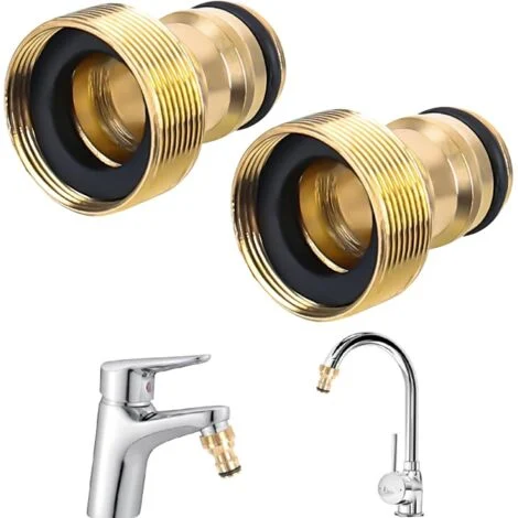 2 pezzi connettore rubinetto in ottone giardino collegamento rapido per 1/2 pollice e 3/4 pollice 2 in 1 femmina a adattatore diviso per raccordi tubo da giardino, adattatore rubinetto filettato acqua